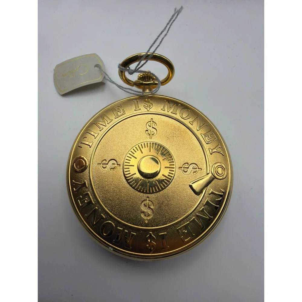 Disney Mickey & Co Colibri Scrooge McDuck Pocket Watch Gold Tone Time Is Money